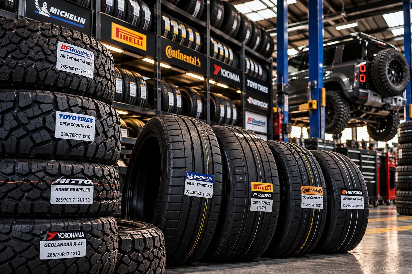 Tyres in the workshop